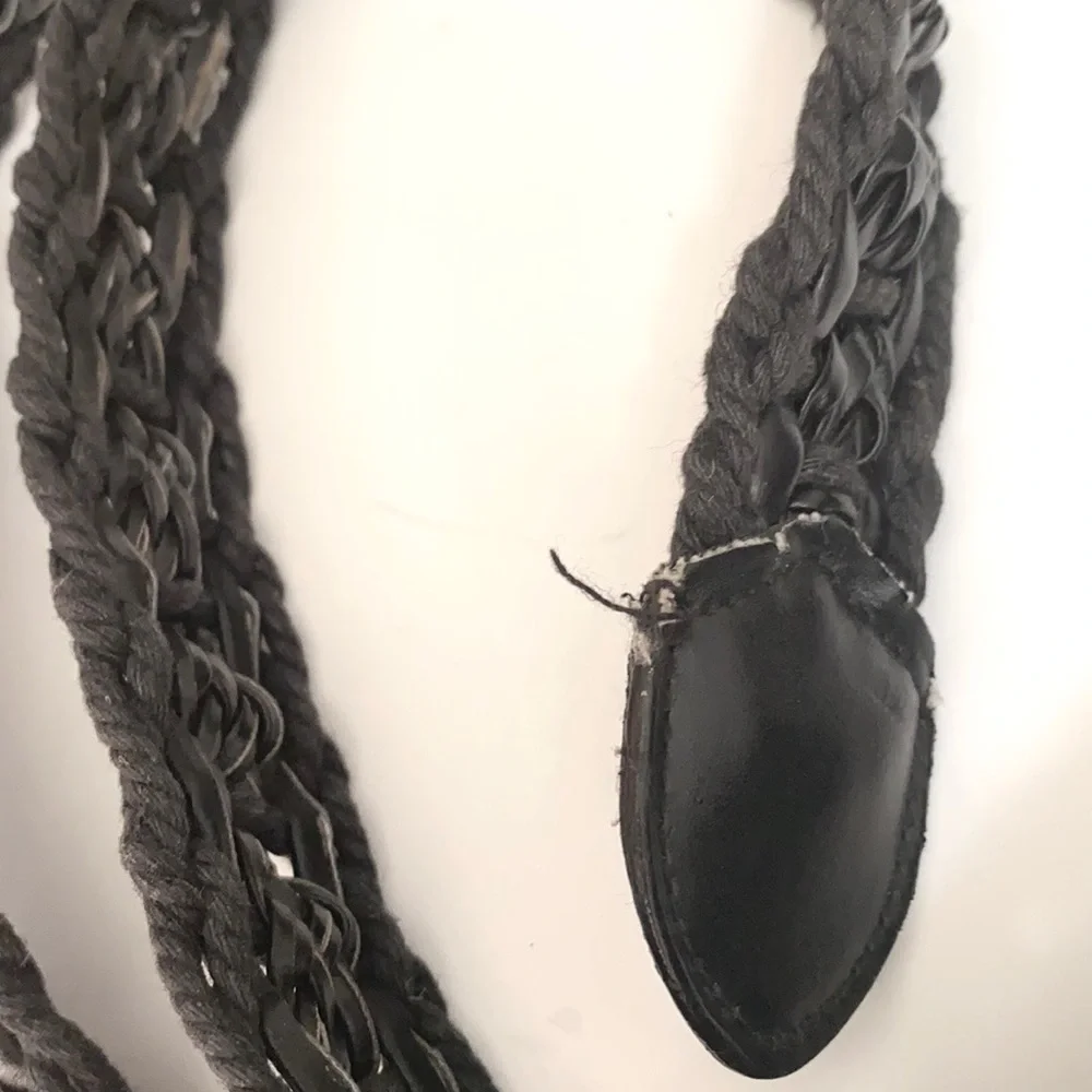 BoHo Black‎ woven belt with jeweled buckle